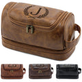 Personalized Initial PU Leather Toiletry Bag for Men