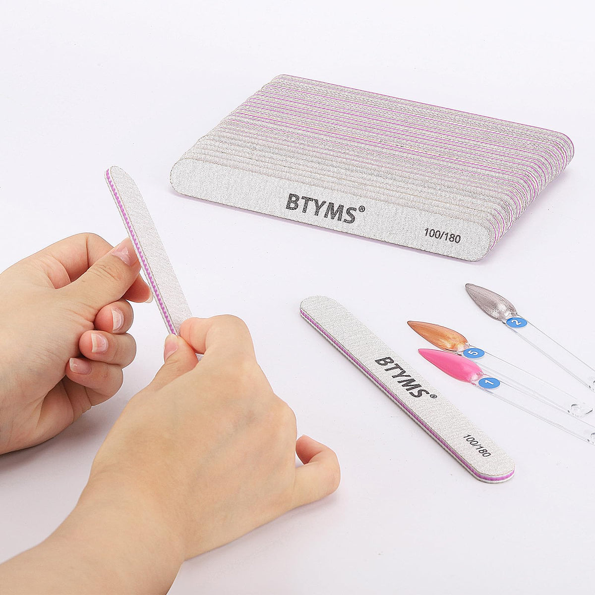 BTYMS 100/180 Grit Double-Sided Emery Board Nail Files