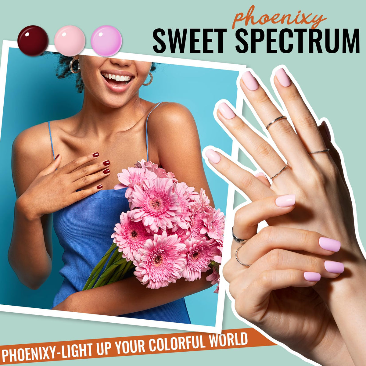PHOENIXY Gel Nail Polish Set with Base and Top Coats