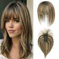 HOLFWALF Human Hair Toppers for Women with Bangs, 4.5 x 3-Inch Swiss Base