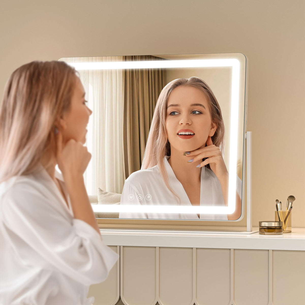 Lighted Vanity Makeup Mirror with Touch Control and 3-Color Lighting