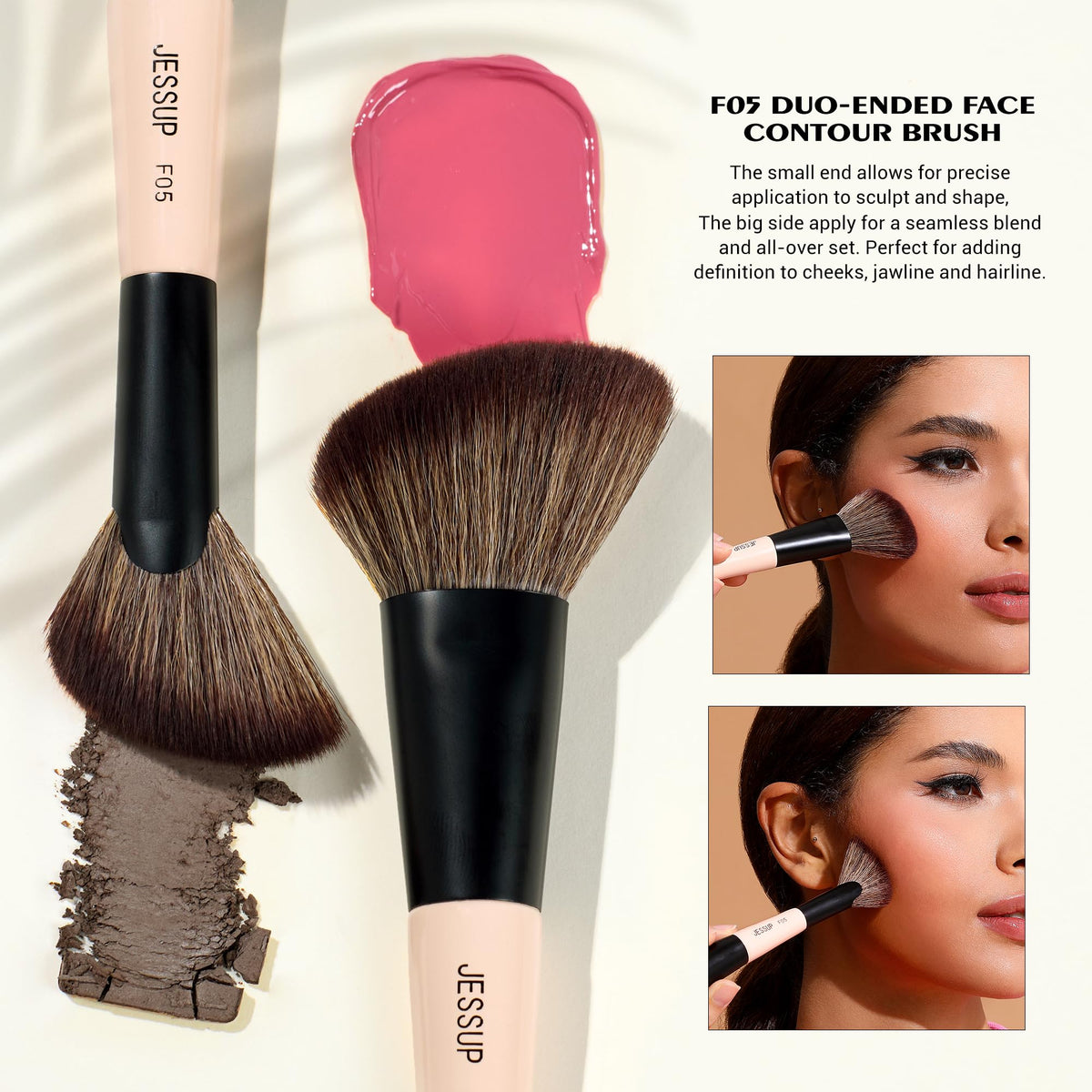 Jessup Double-Ended Face Makeup Brush Set