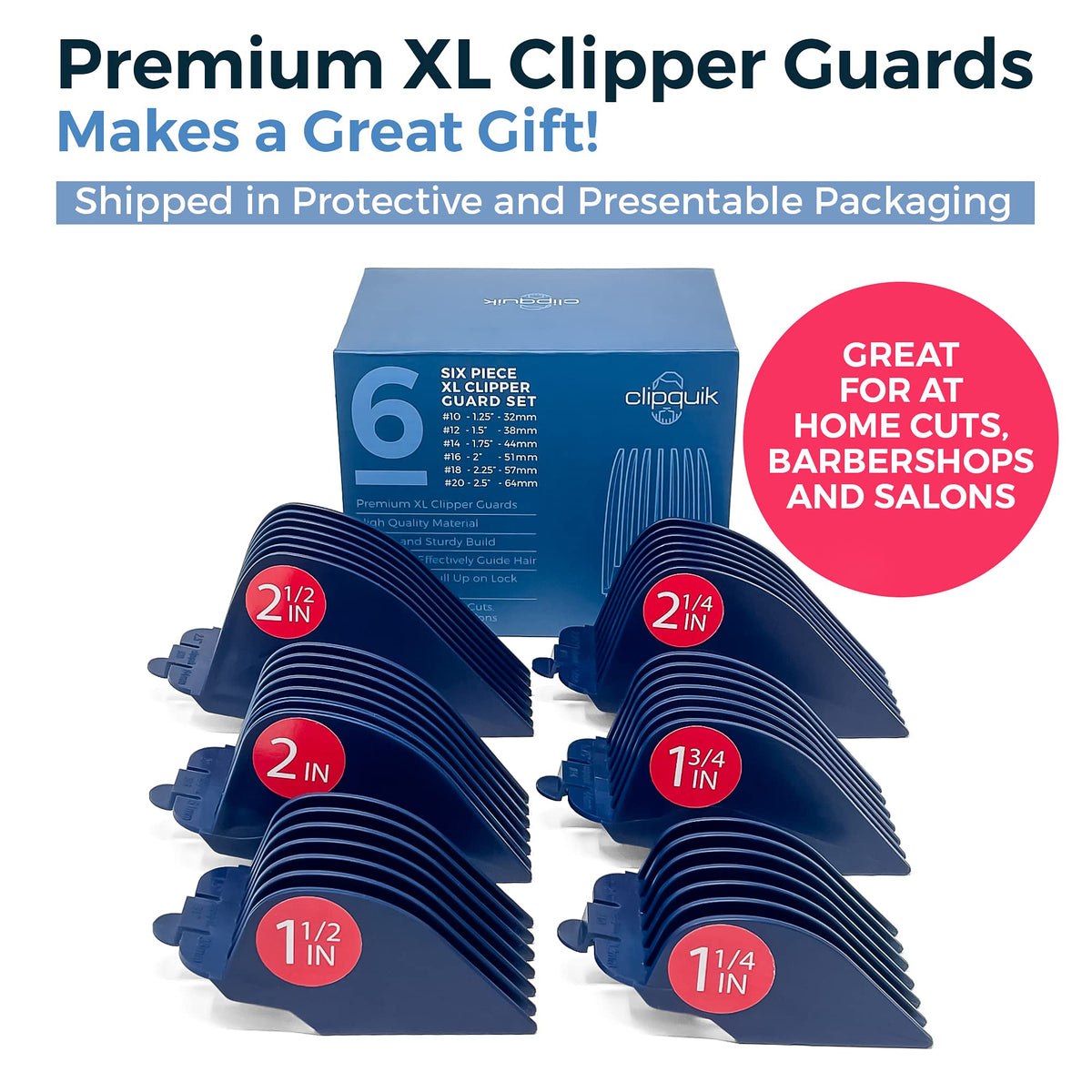 Clipquik Premium XL Clipper Guards, 6-Piece Long Guide Comb Set