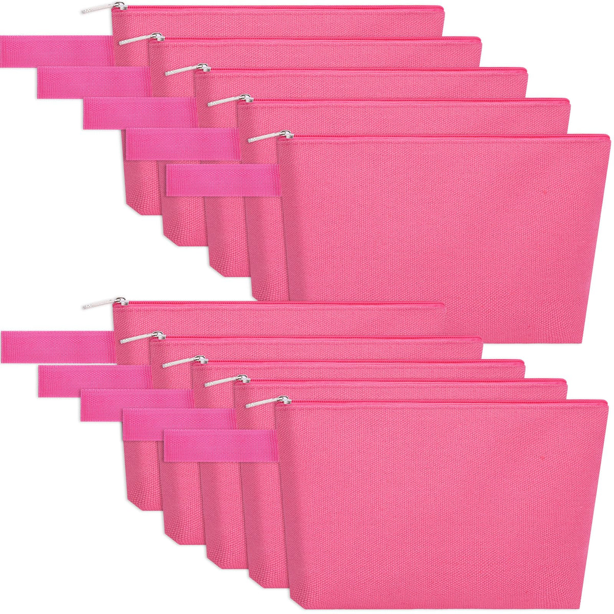 10-Piece 12oz Cotton Canvas Zipper Pouch Set, Blank DIY Organizer Bags