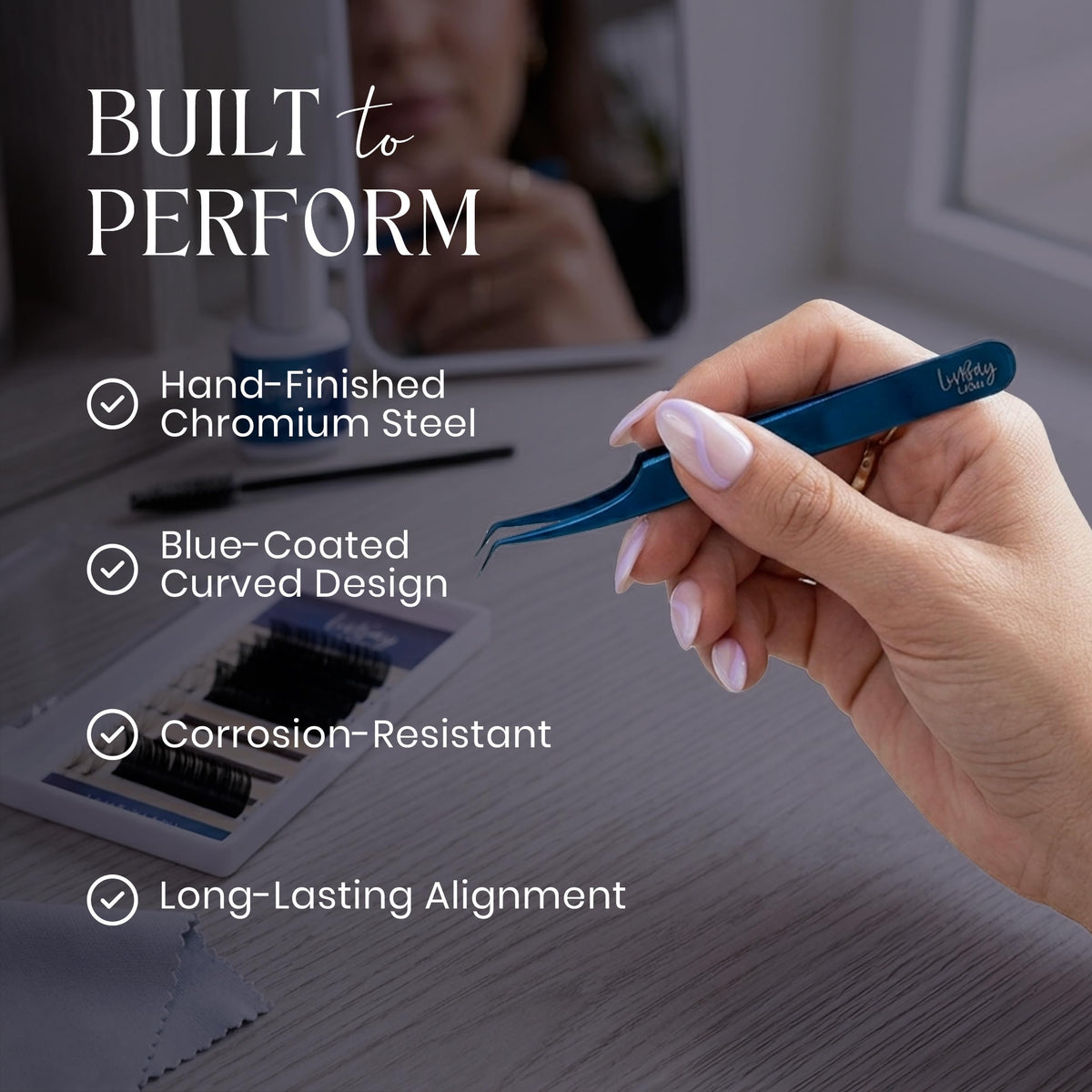 LivBay Lash Blue Magic Curved Volume Lash Extension Tweezers