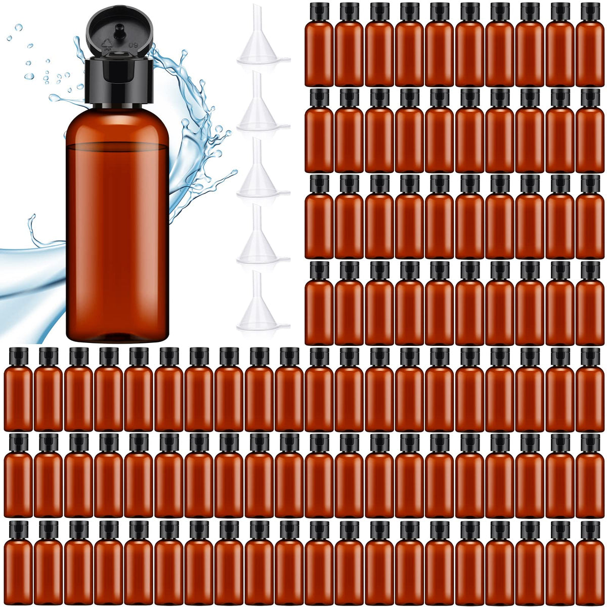 Eccliy 100 Pack Refillable Plastic Travel Toiletry Bottles with Caps