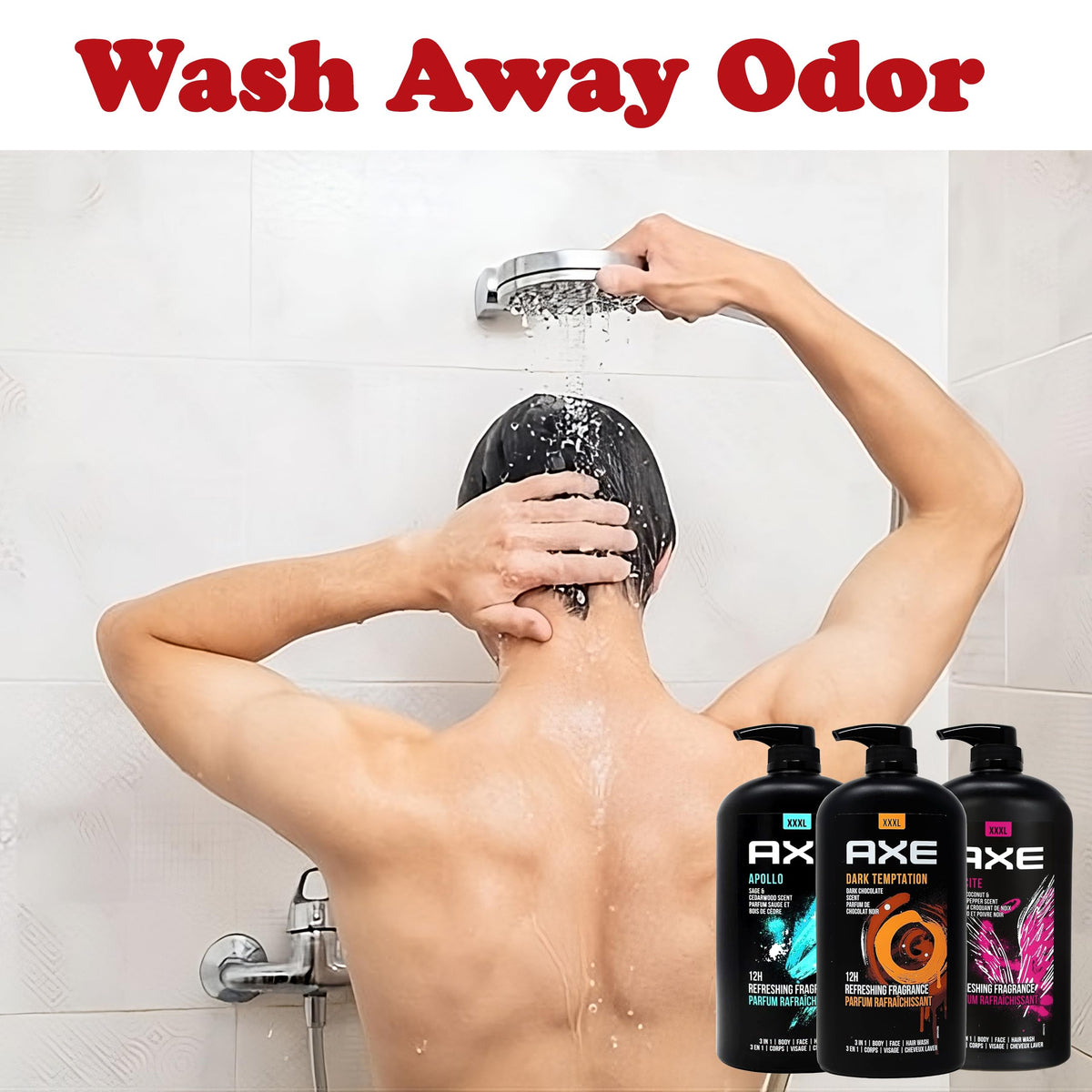 AXE Men's 3-in-1 Body, Face & Hair Wash Variety 3-Pack, 32 Oz Each