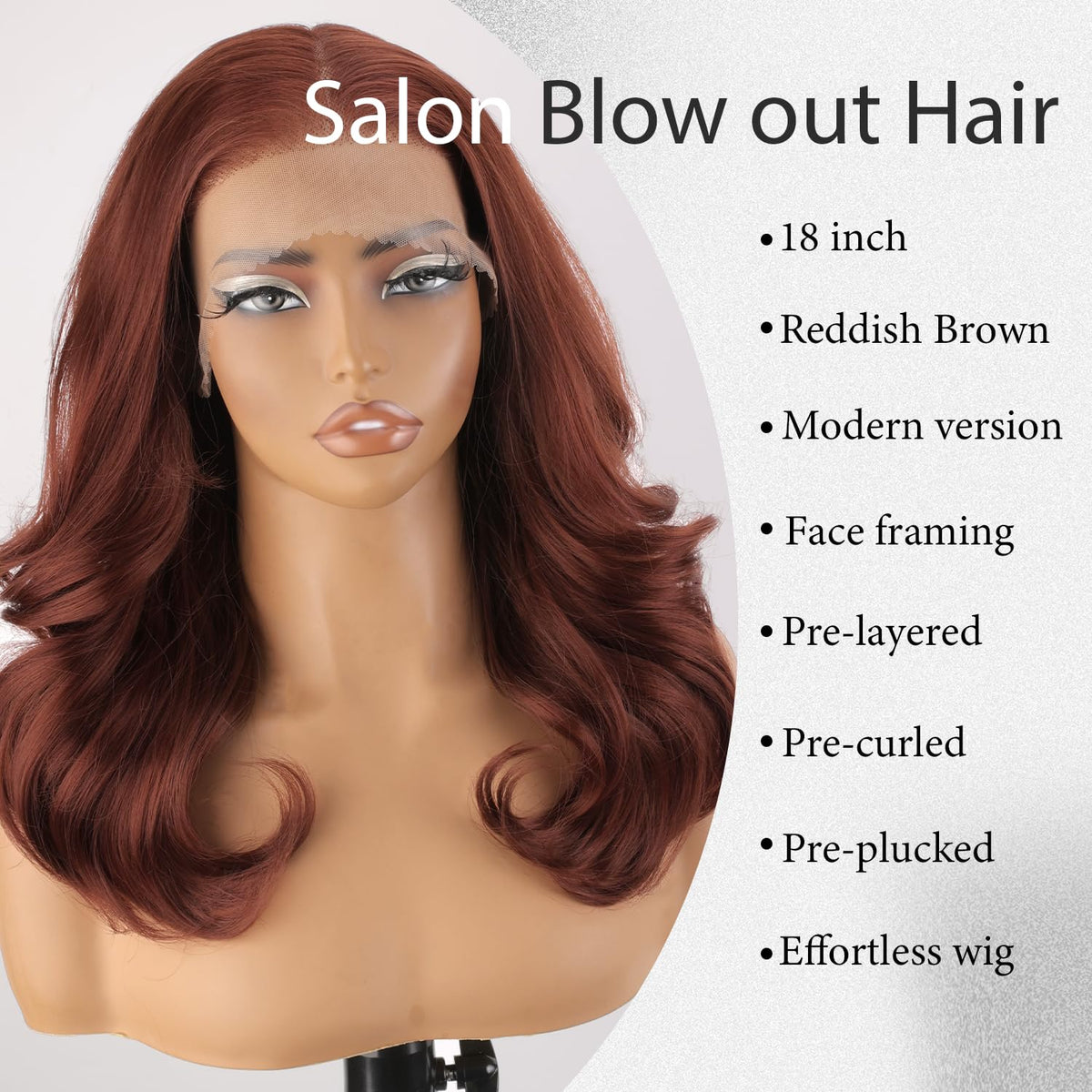 SOKU 13x6 HD Lace Front Wig, 18-Inch Wavy Glueless Synthetic Wig