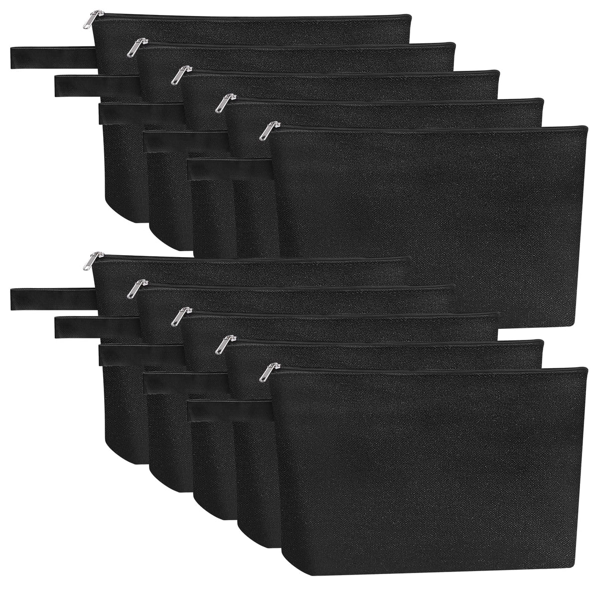 10-Piece 12oz Cotton Canvas Zipper Pouch Set, Blank DIY Organizer Bags