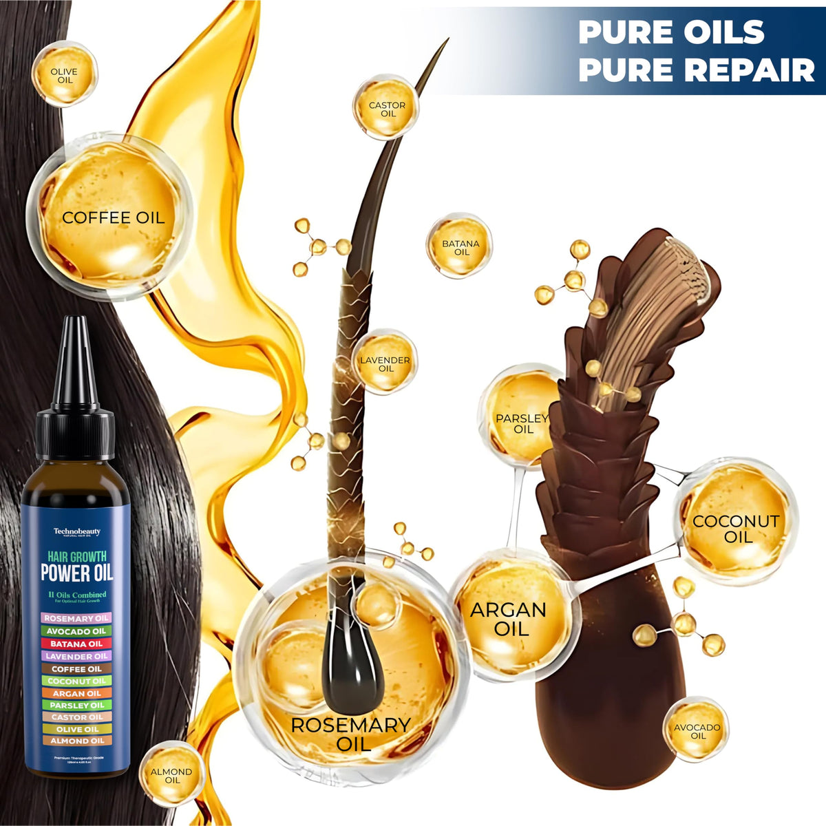 Rosemary Hair Growth Oil with 11 Botanical Oils for Hair Care