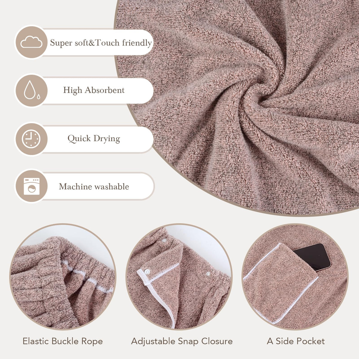 SINLAND Women's Microfiber Bath Wrap Body Towel