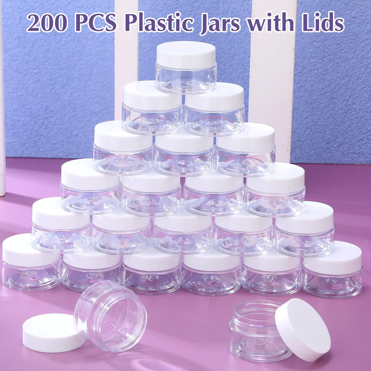 Empty Plastic Storage Jars with Lids, Round Leakproof Travel Containers