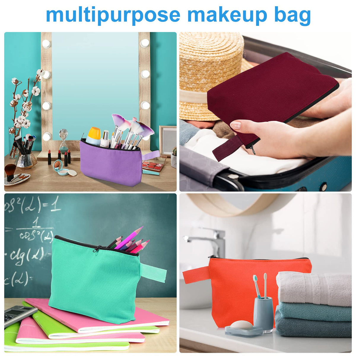 Saintrygo Canvas Makeup Bags, Blank DIY Zipper Pouches