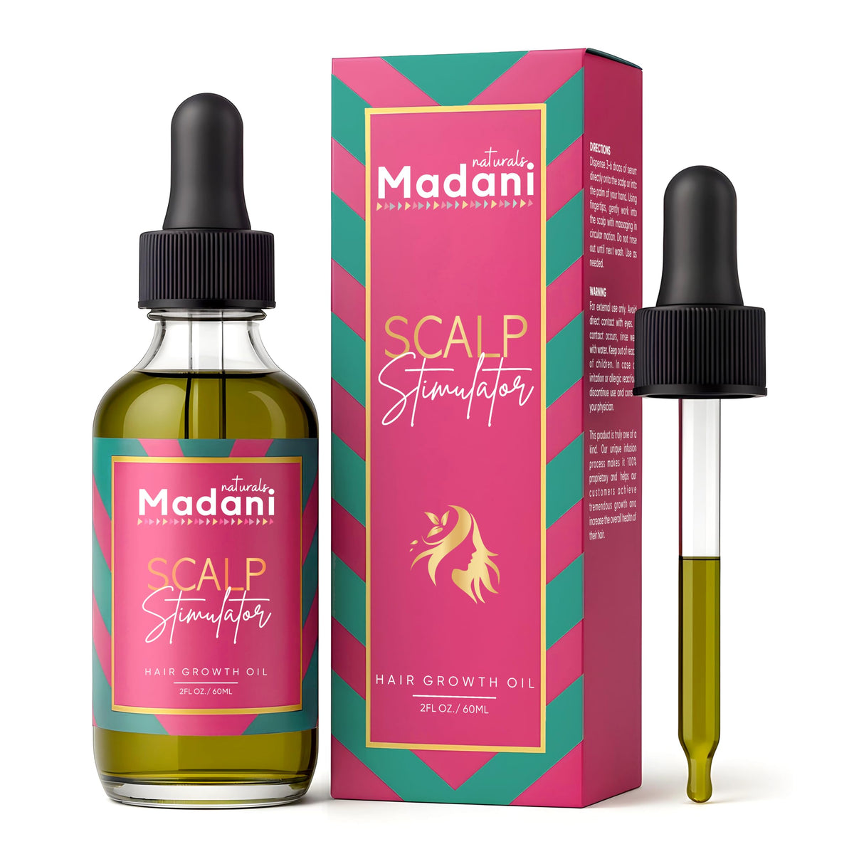 Madani Naturals Scalp Stimulator Hair Growth Oil with Rosemary & Mint, 2 fl oz