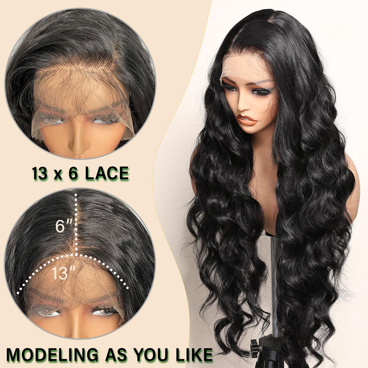 SOKU 13x6 Transparent Lace Frontal Wig, 32-Inch Heat-Resistant Synthetic Hair