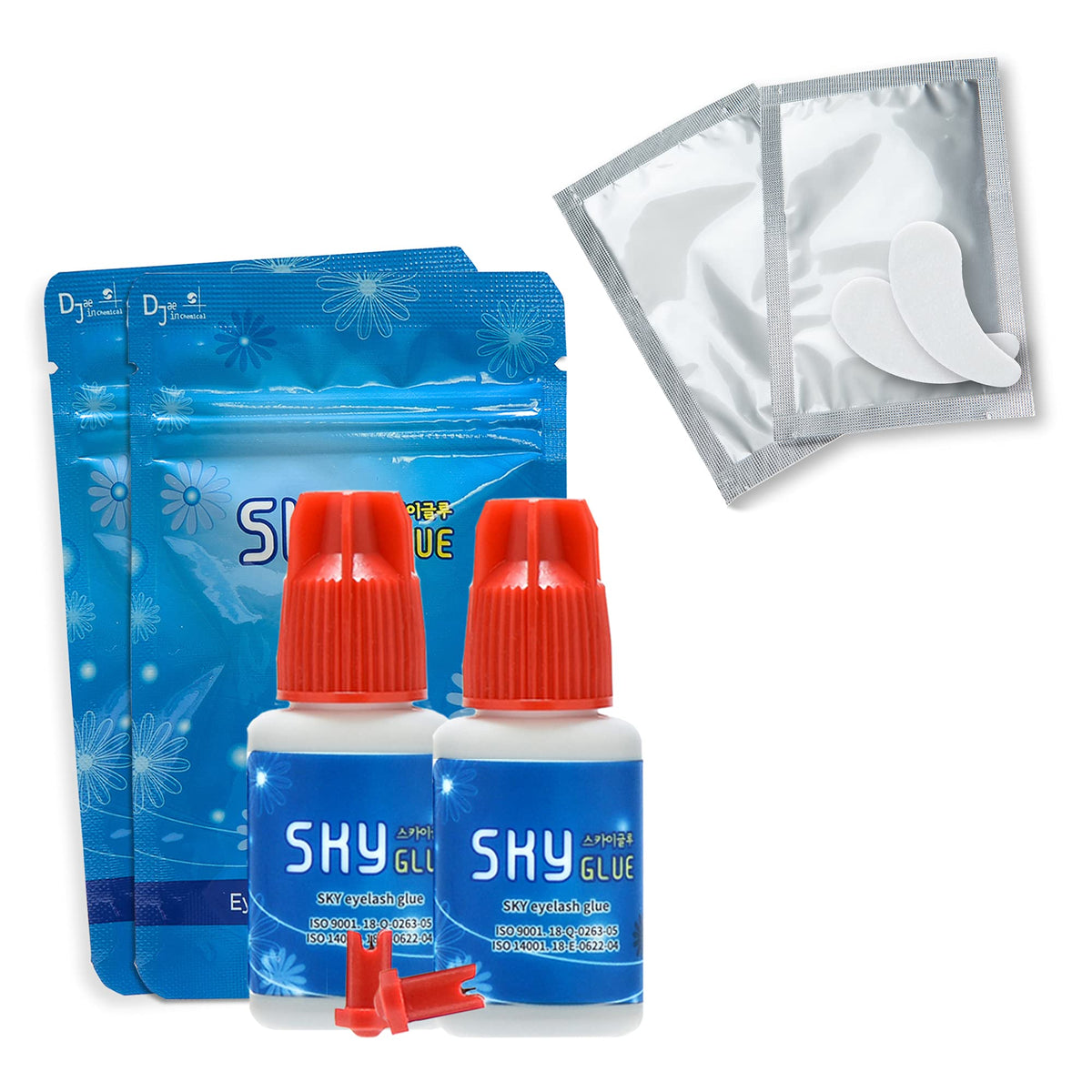 Sky Glue S+ Professional Black Eyelash Extension Adhesive, Two-Bottle Pack