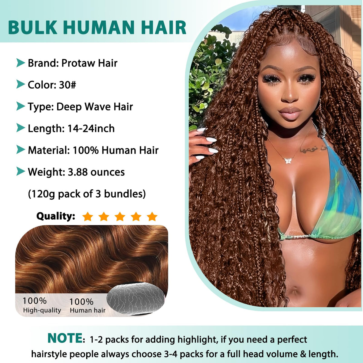 12A Brazilian Virgin Human Braiding Hair for Boho Braids