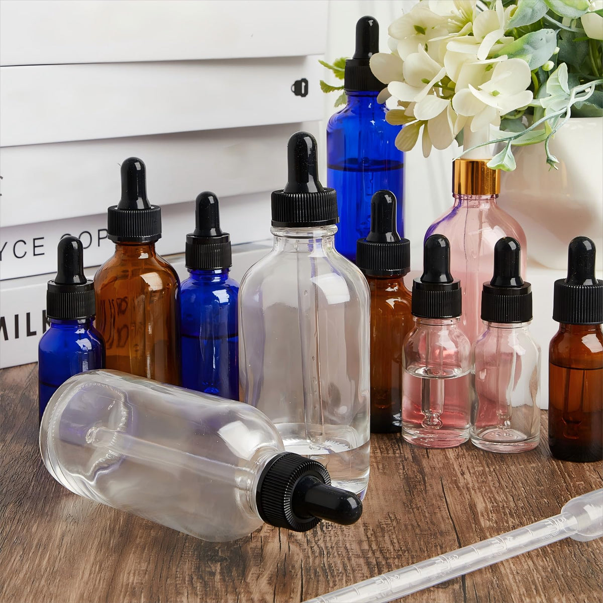 Lallisa Reusable Glass Dropper Bottles for Liquid Storage