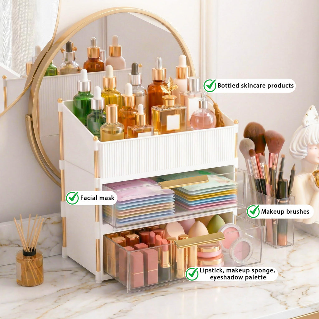 Asdbko Tiered Makeup Organizer with Brush Holder