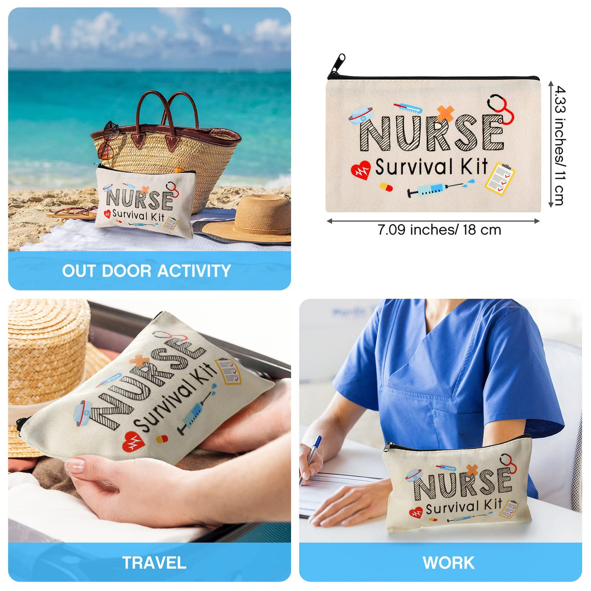 Saintrygo 20-Piece Nurse Survival Kit Canvas Makeup Bags