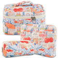 AMZMA 3-Piece Quilted Cotton Makeup Bag Set