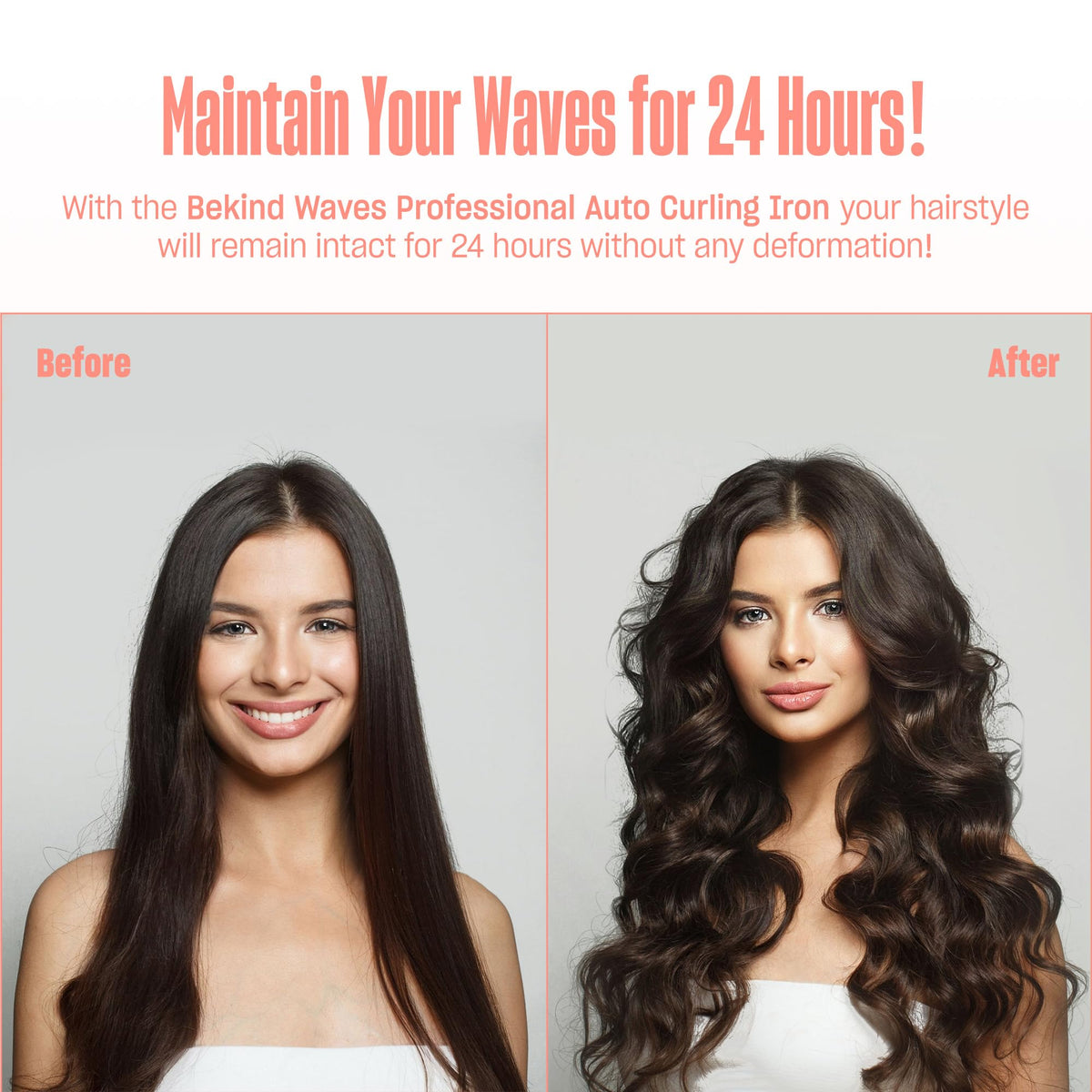 BeKind Waves Automatic Rotating Curling Iron, 1 Inch Tourmaline Ceramic Wand