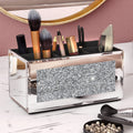 SHYFOY Mirrored Makeup Brush Holder Organizer with Crushed Diamond