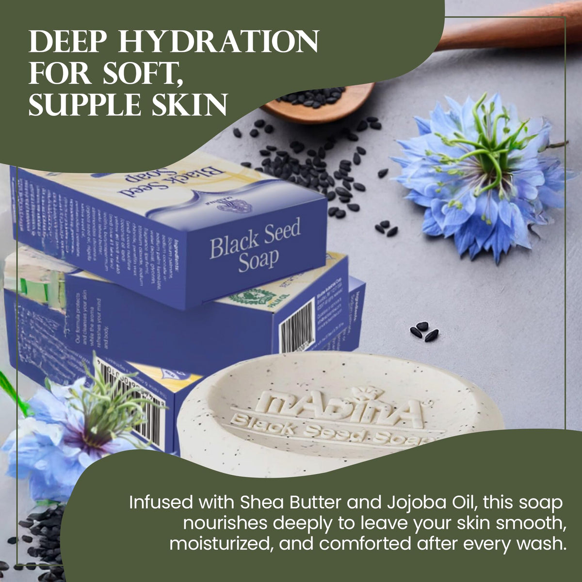 Madina Black Seed Soap Bar Plant-Based Cleanser, 3.5 oz