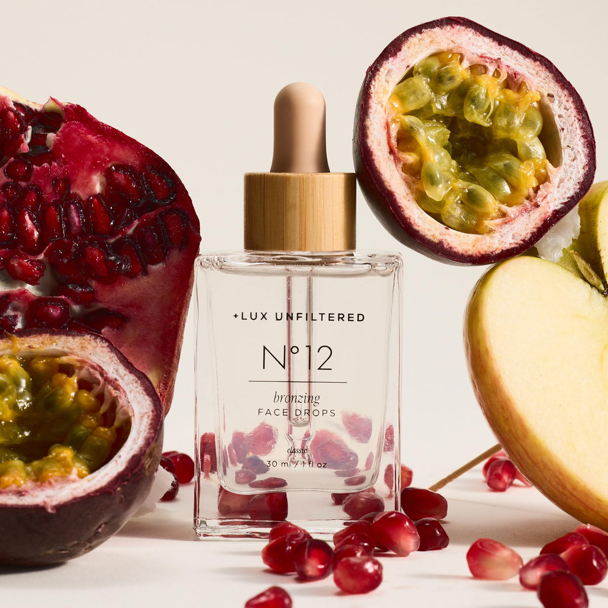 + Lux Unfiltered N°12 Sun Struck Bronzing Face Tanning Drops, Fragrance-Free