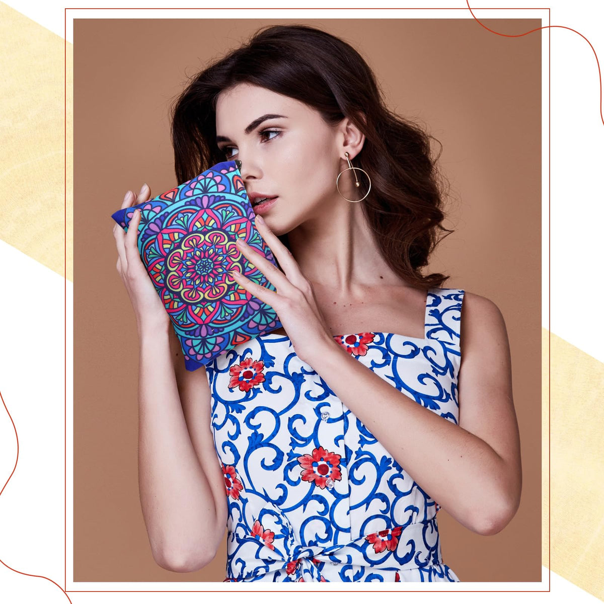 Eccliy 20-Piece Printed Cotton Canvas Makeup Bags with Zipper