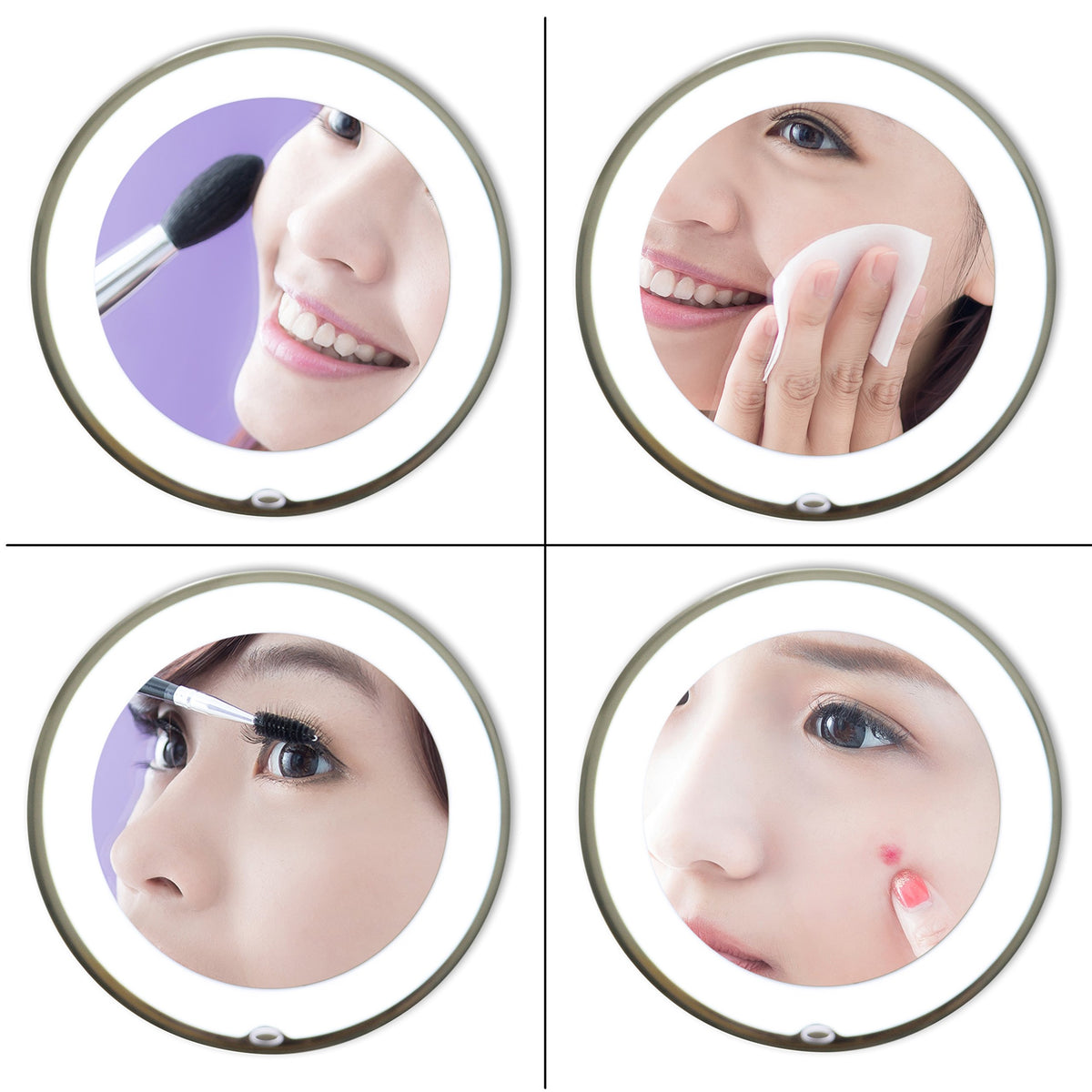 JiBen LED Lighted 10X Magnifying Makeup Mirror with Suction Cup