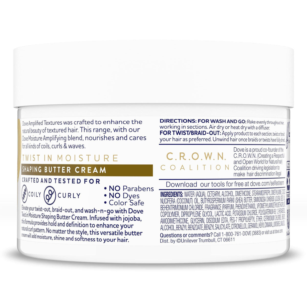 Dove Amplified Textures Shaping Butter Cream with Jojoba, 10.5 oz