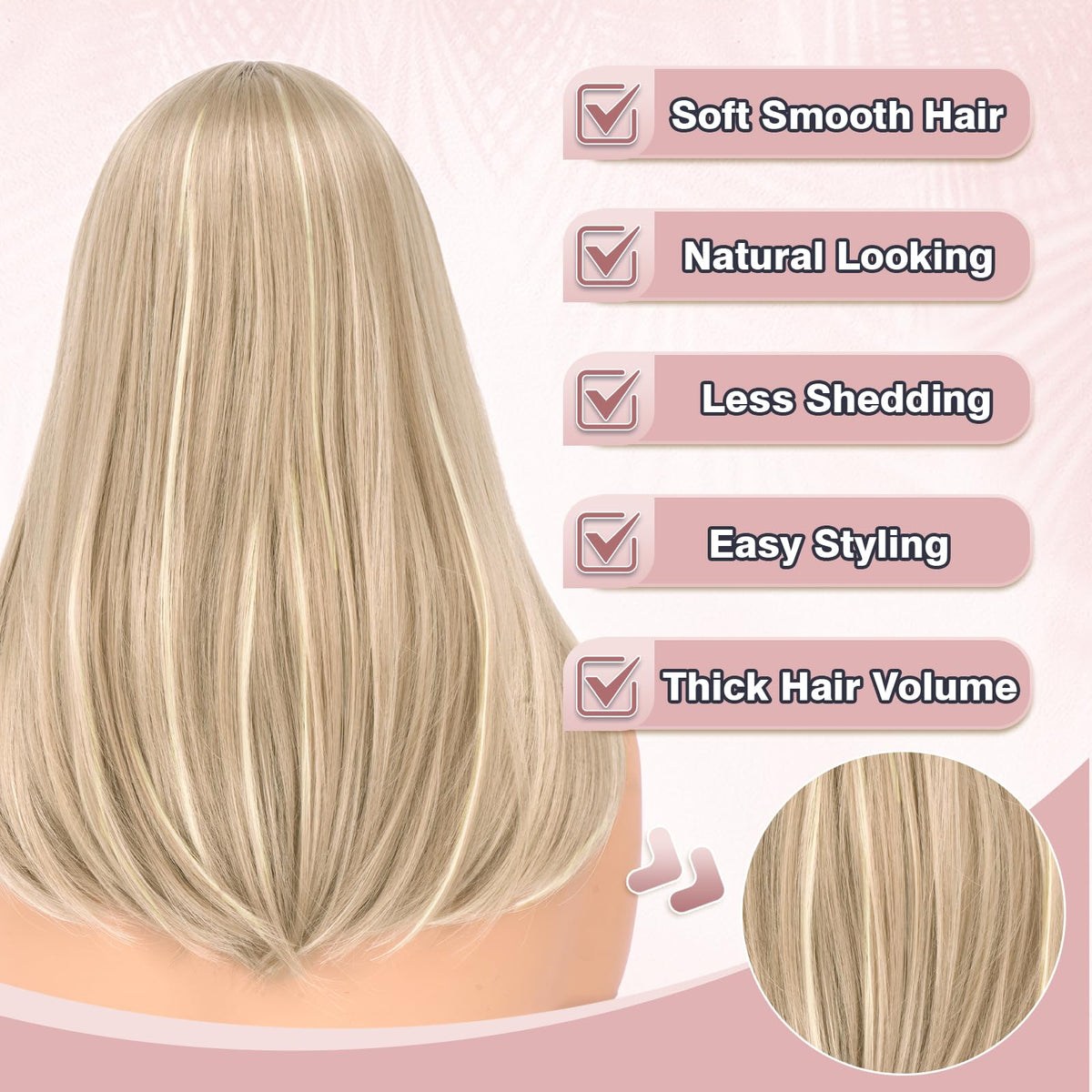 Haloo Shoulder-Length Bob Wig with Bangs, Straight Heat-Resistant Synthetic Hair