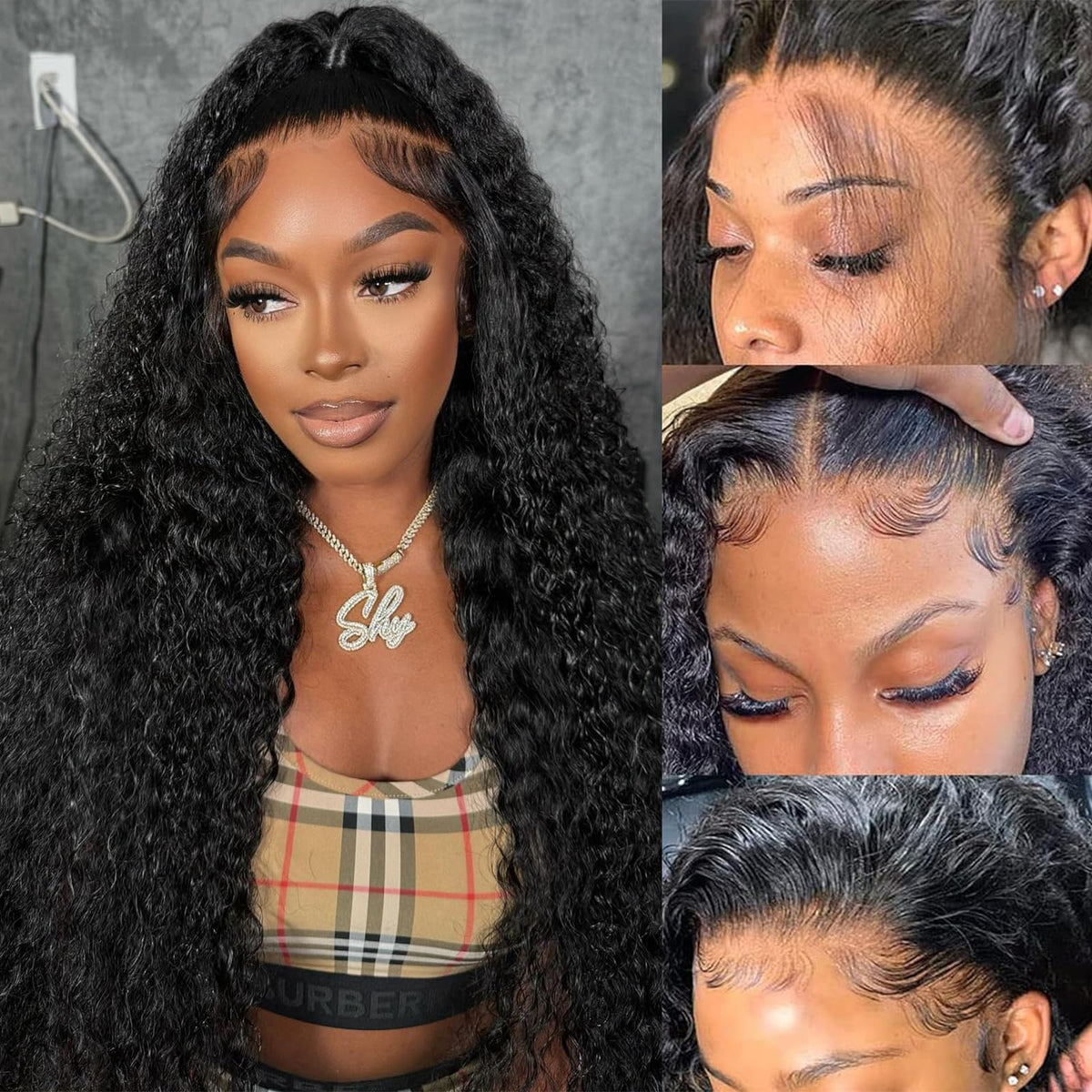 Momaksa 13x4 Deep Wave Human Hair Lace Front Wig, 200% Density