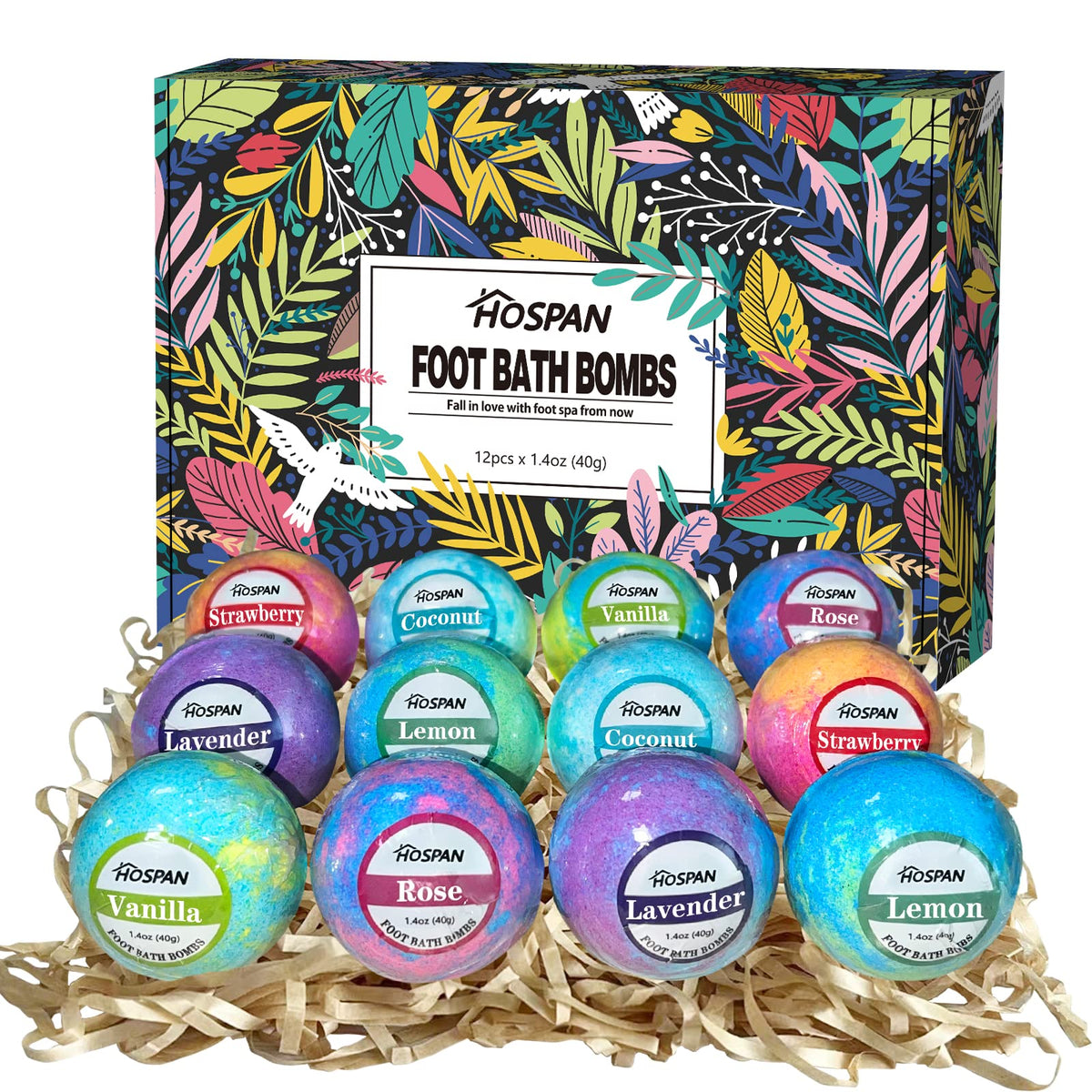 HOSPAN Organic Foot Bath Bombs Gift Set with Essential Oils
