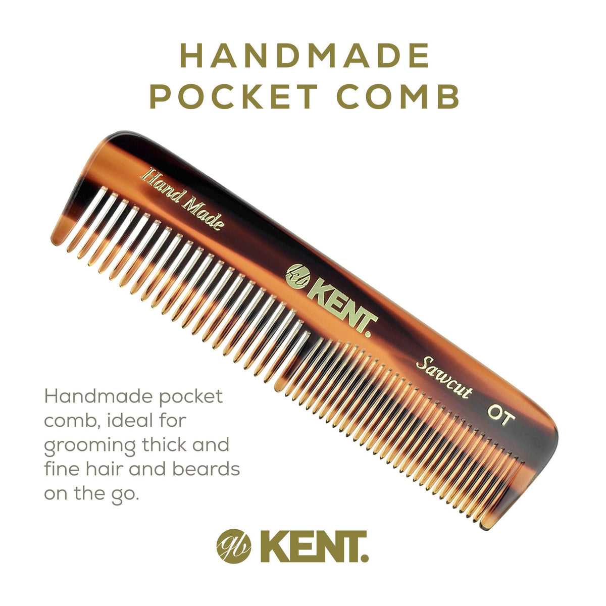 Kent Pocket Hair Comb - Handmade Fine and Wide Tooth Comb