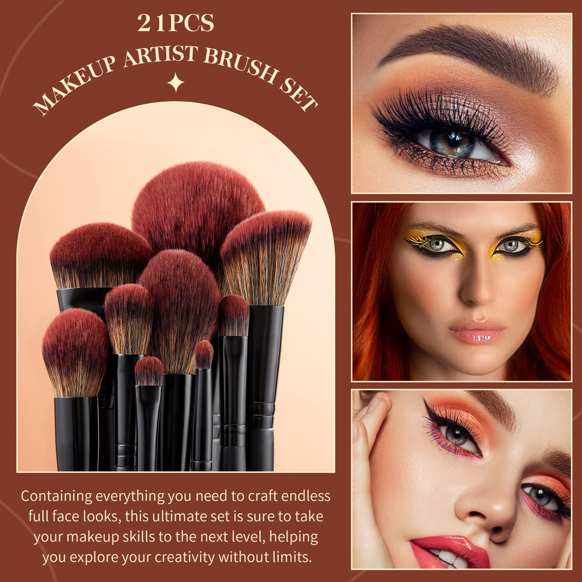 Jessup Makeup Brush Set with Soft Synthetic Fibers