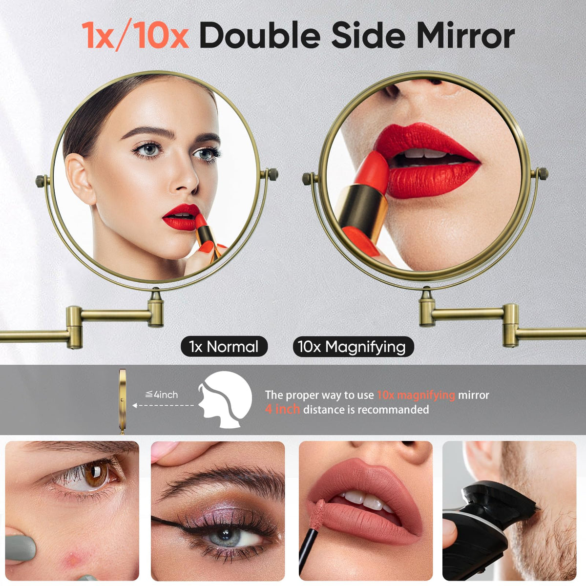 GURUN 8-Inch Wall-Mounted Two-Sided Swivel Mirror