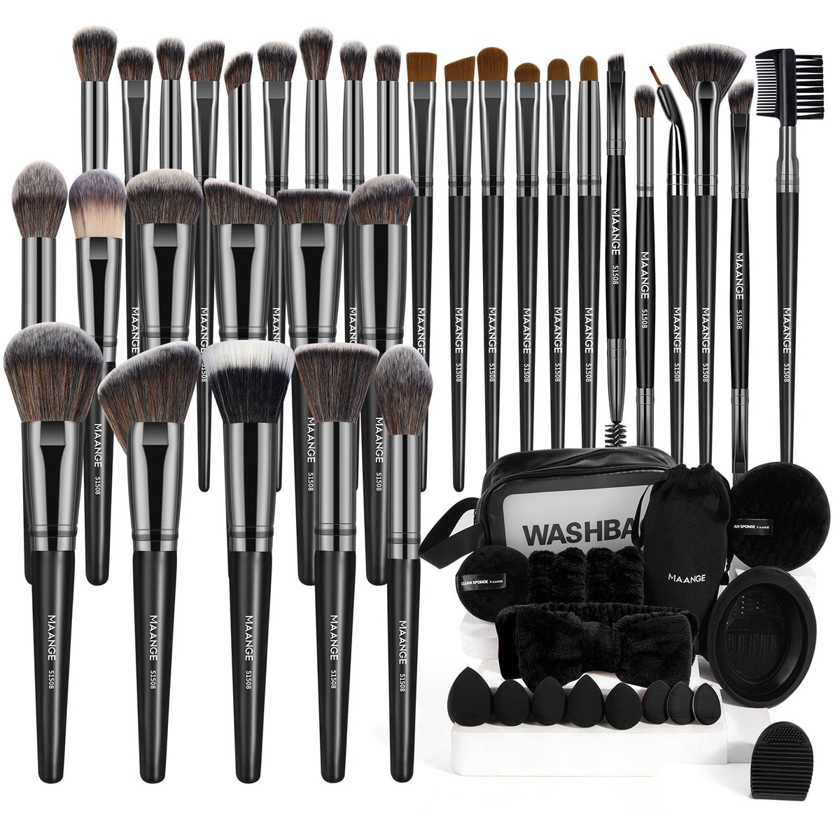 MAANGE Makeup Brush and Tool Set with Synthetic Bristles