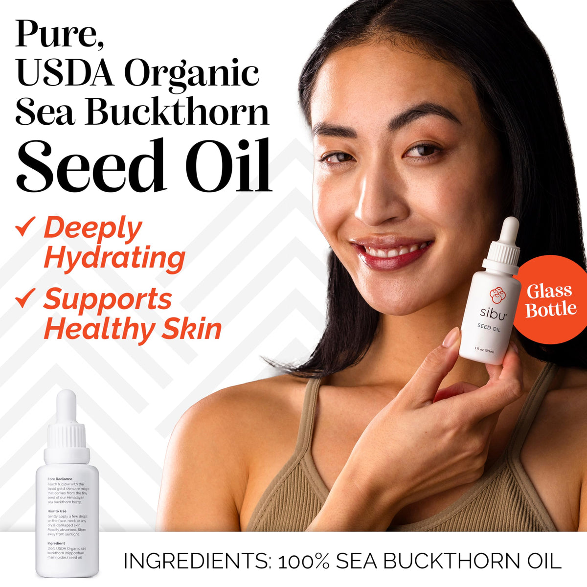 SIBU Premium Organic Himalayan Sea Buckthorn Seed Oil, 1 Fl Oz