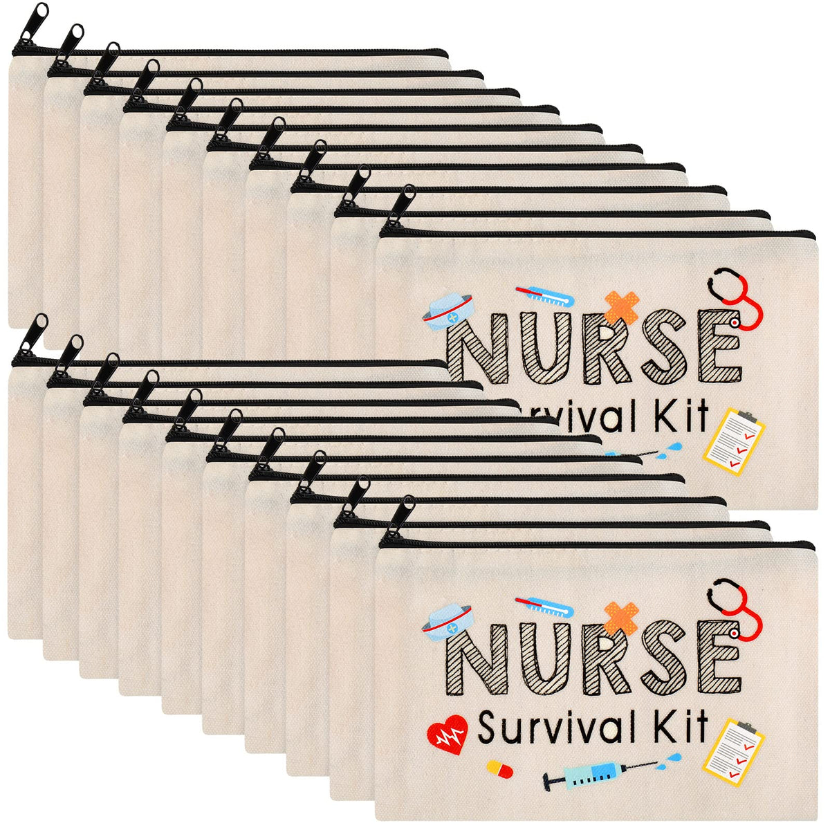 Saintrygo 20-Piece Nurse Survival Kit Canvas Makeup Bags