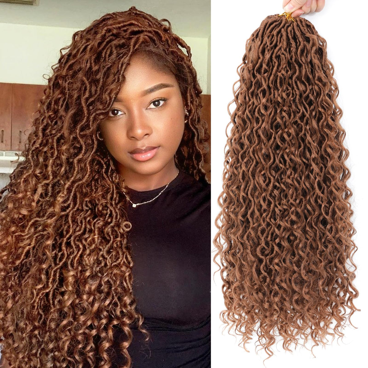 Goddess Faux Locs Crochet Hair, Soft Boho Locs with Curly Detail