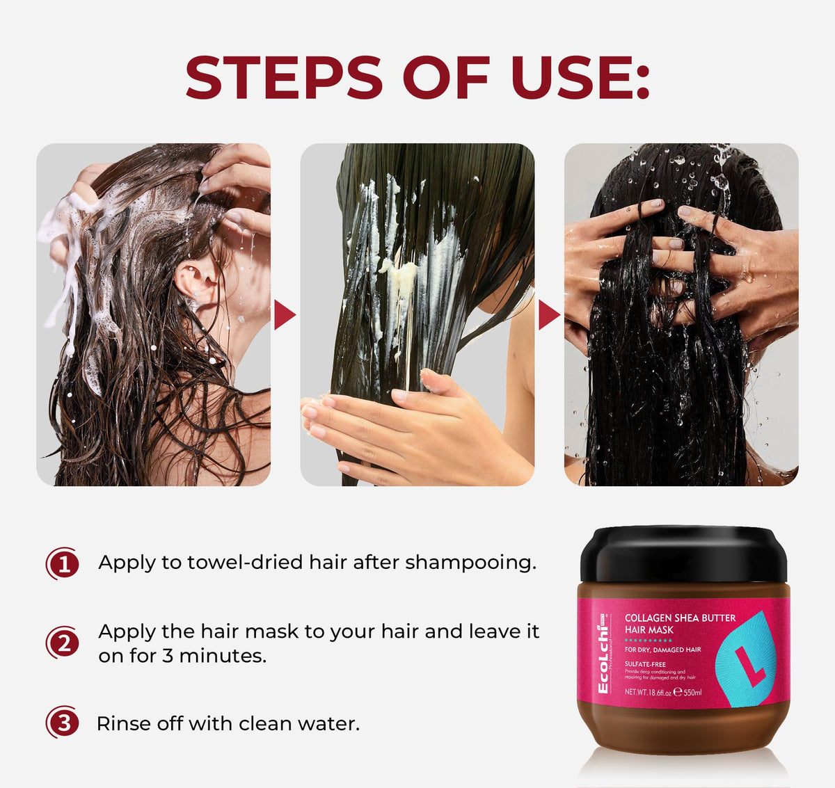 Ecolchi Collagen Shea Butter Hair Mask Deep Repair Conditioning Treatment