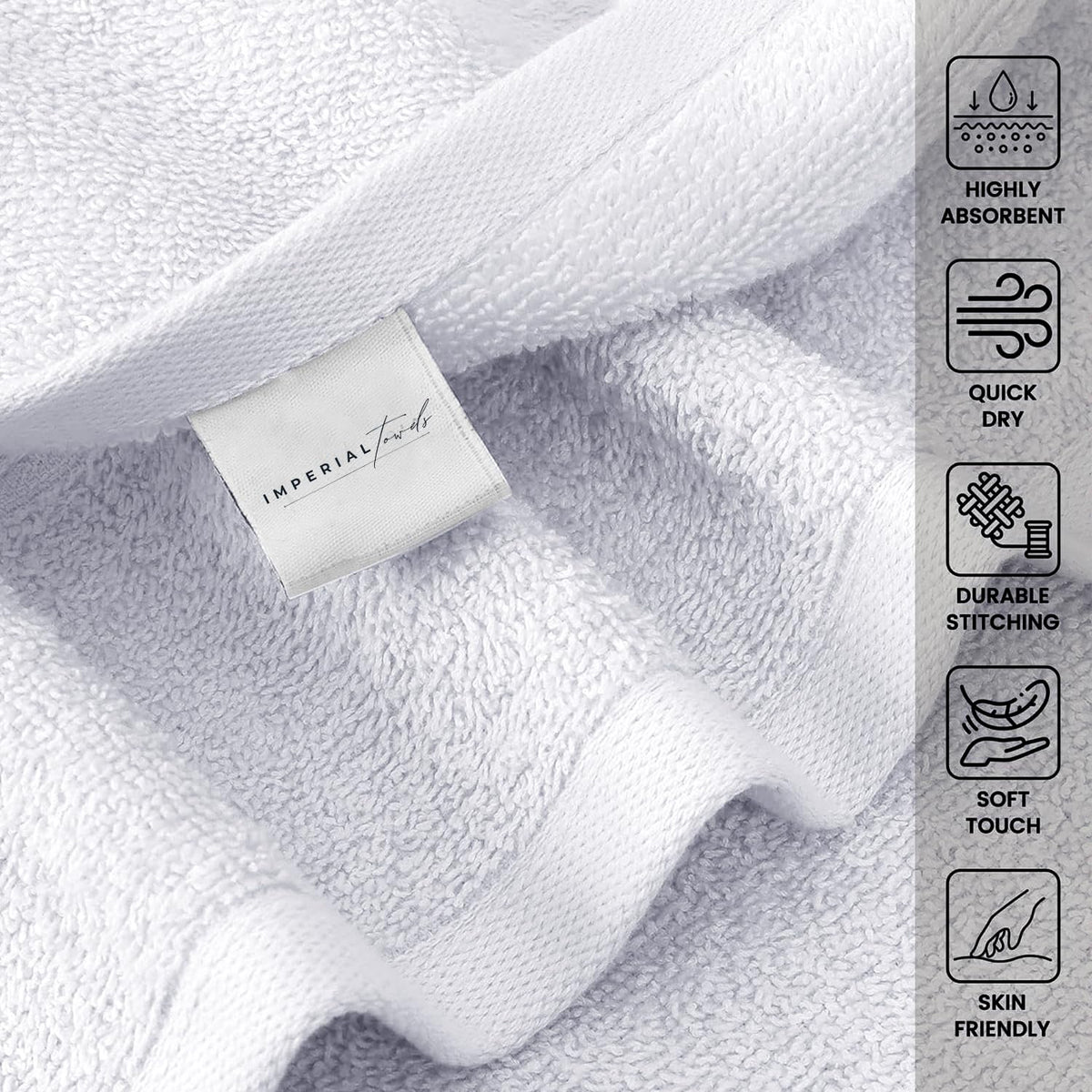 100% Ring Spun Cotton Hand Towels, 16 x 26 Inches, Absorbent and Quick-Dry
