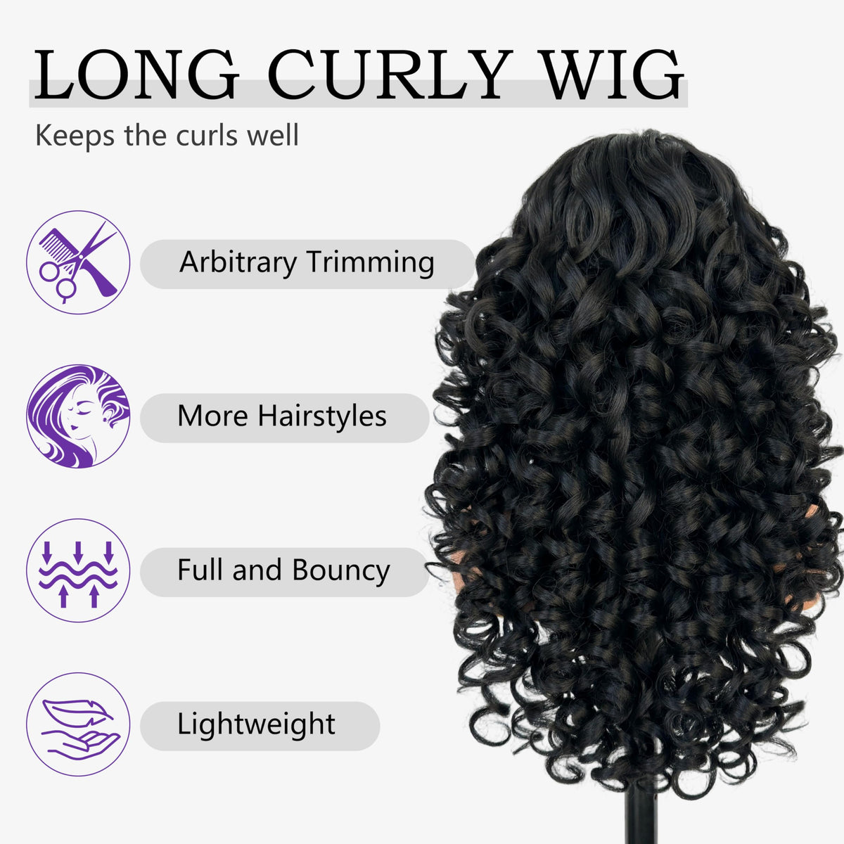 SOKU Long Curly Glueless Lace Front Wig with HD Lace