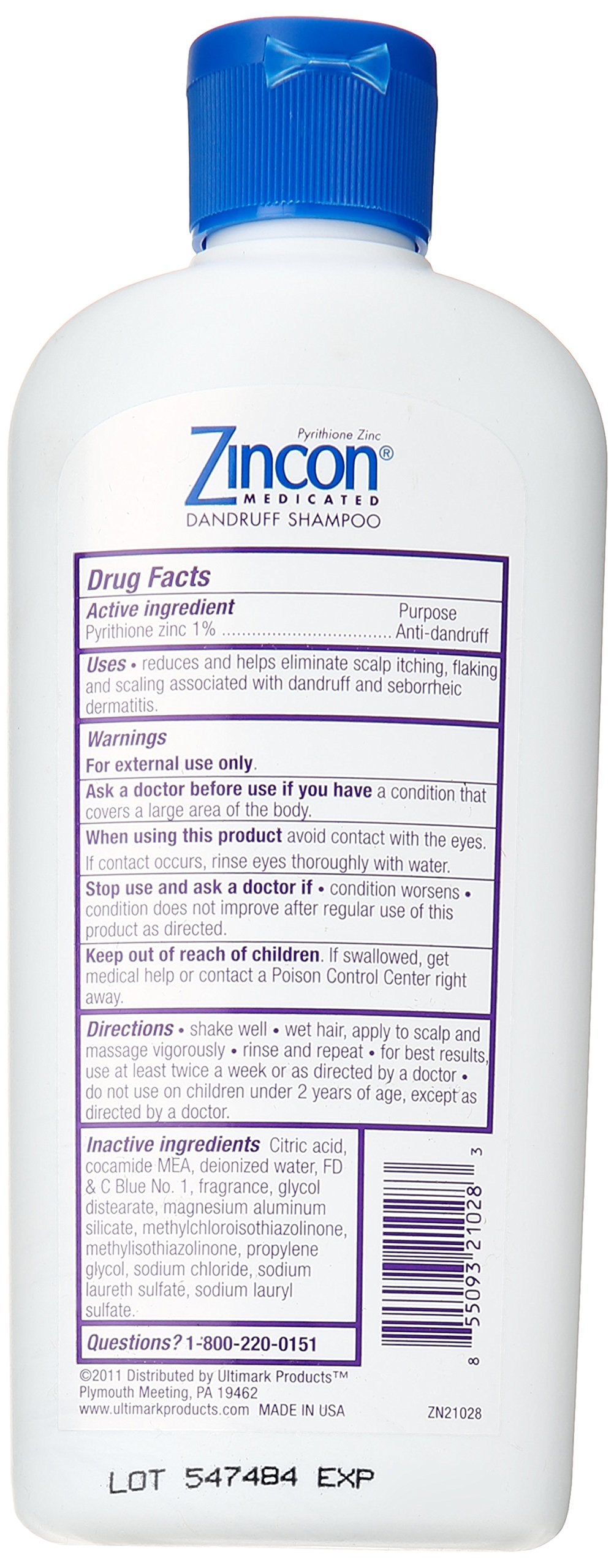 ZINCON Medicated Dandruff Shampoo, 8 oz, Pack of 3