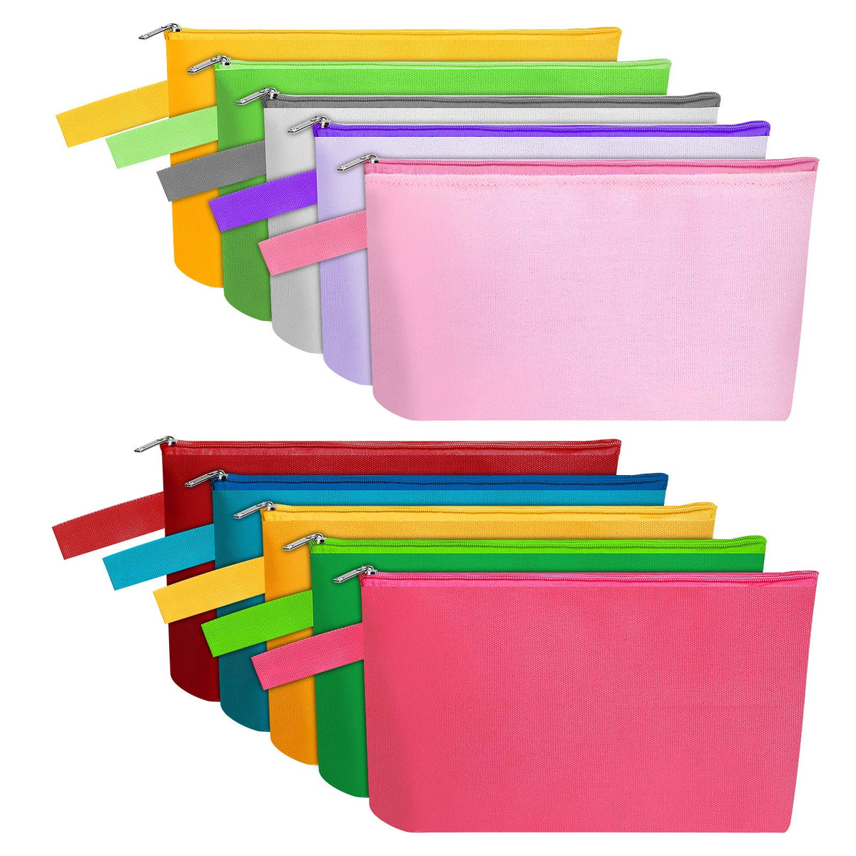 10-Piece 12oz Cotton Canvas Zipper Pouch Set, Blank DIY Organizer Bags