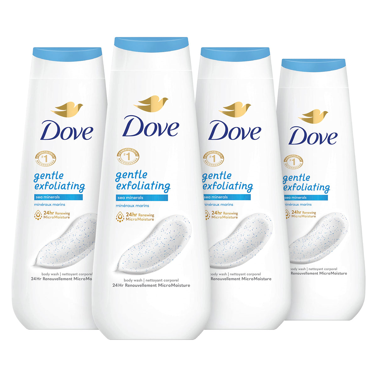 Dove Gentle Exfoliating Body Wash with Sea Minerals, 4 Count, 20 oz