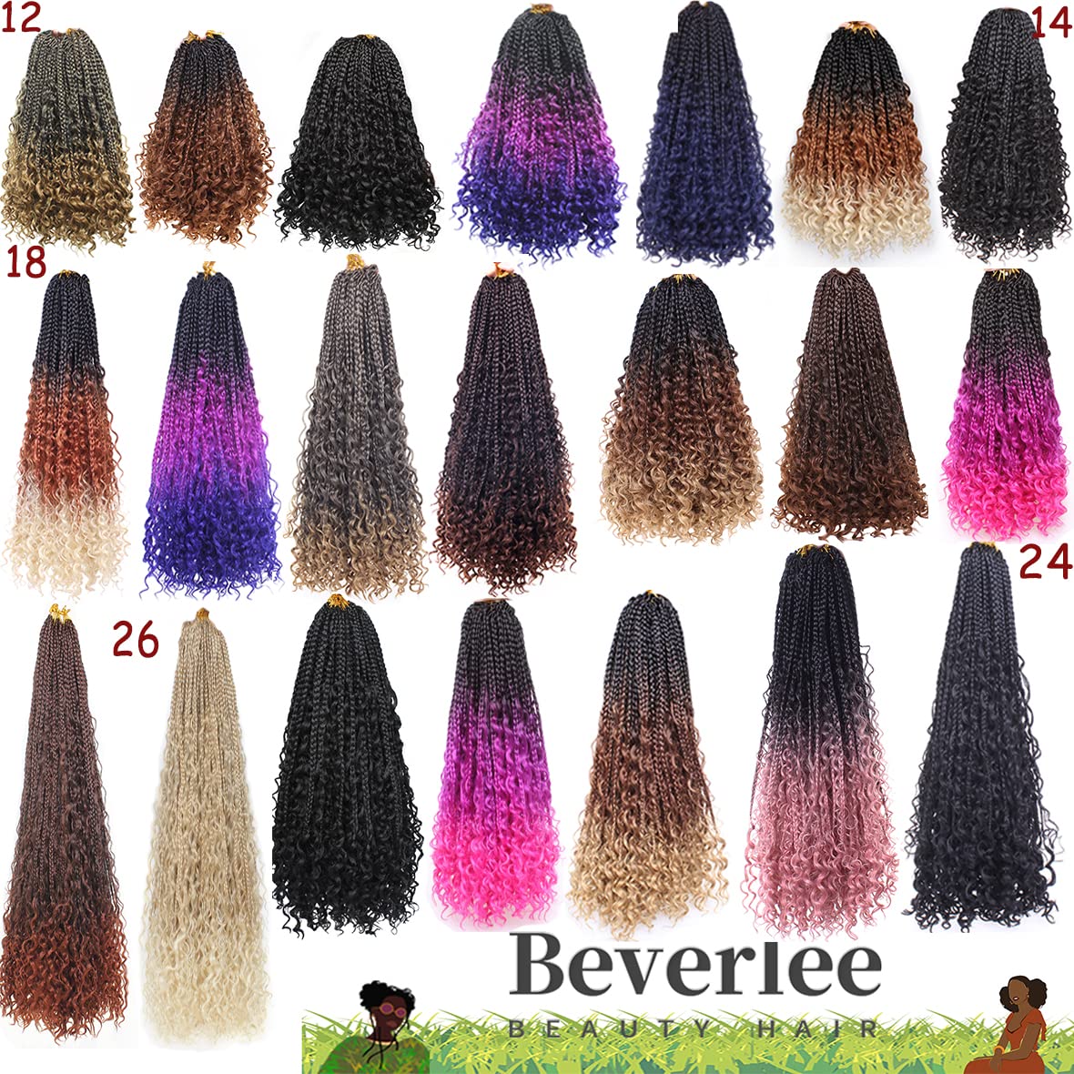 Beverlee Boho Goddess Box Braids Crochet Hair, 8-Pack