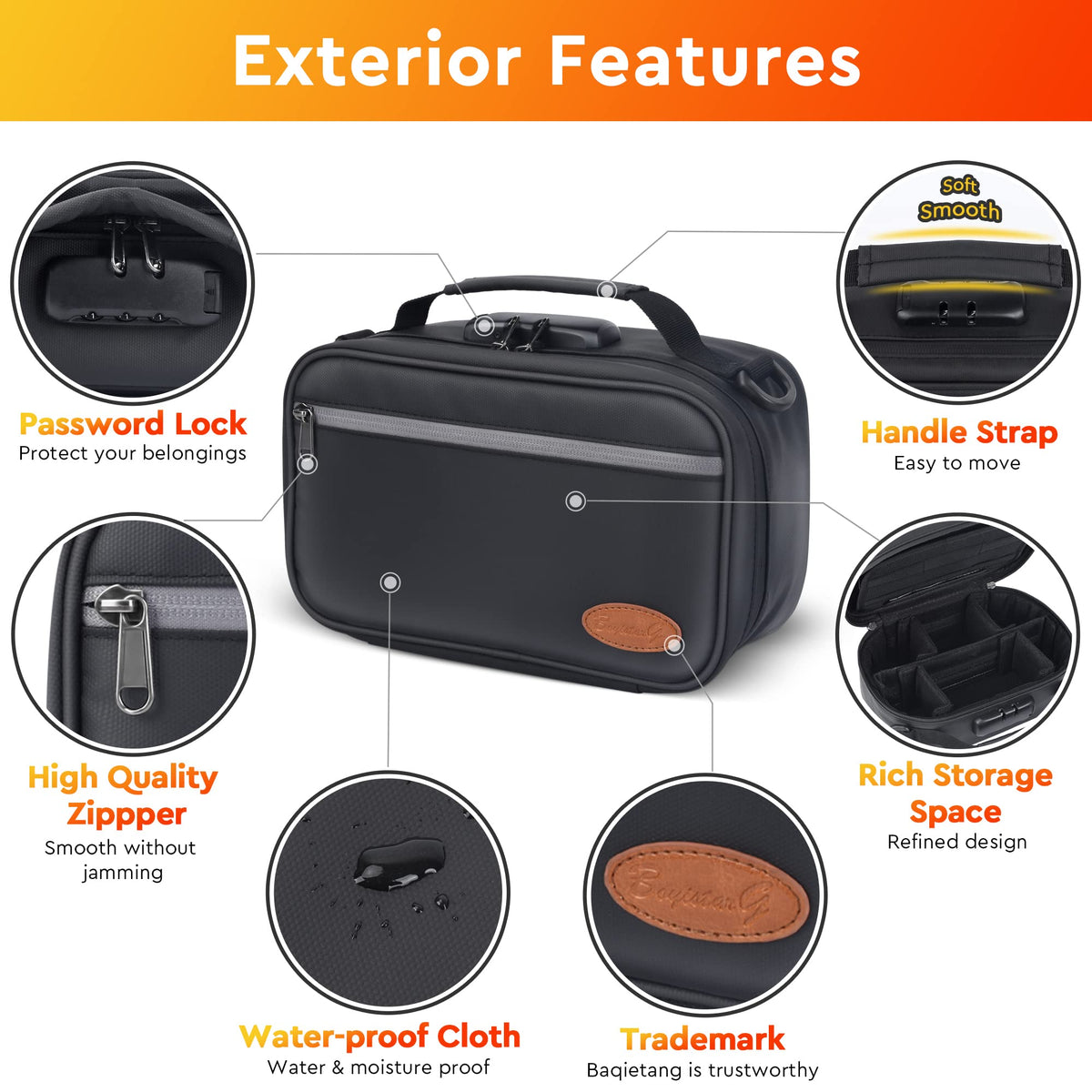 Carbon-Lined Odor-Proof Storage Case with Accessories and Combination Lock